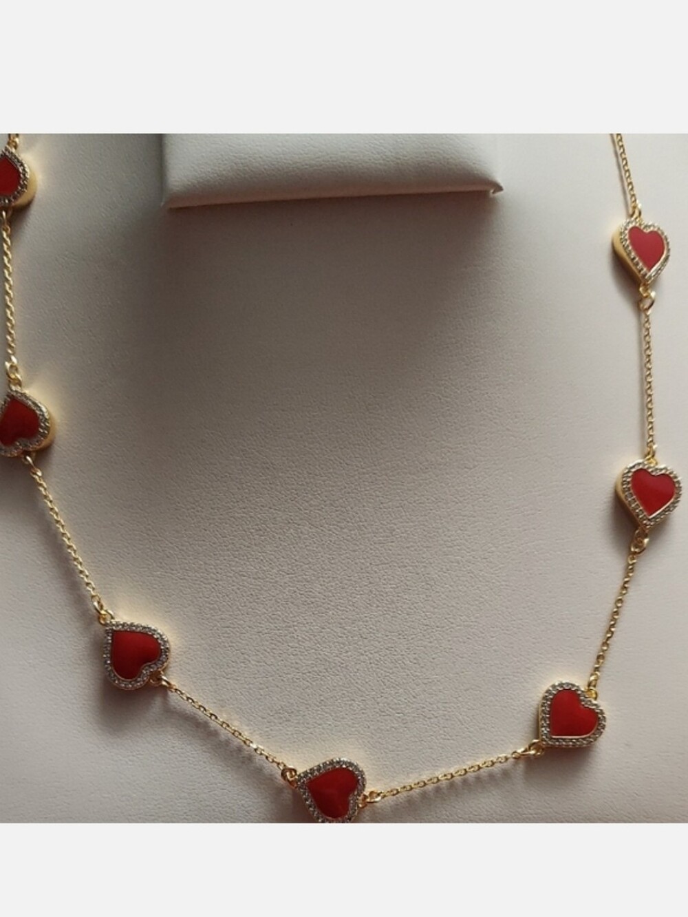 Kate Spade Gold Necklace with Red Heart Accents